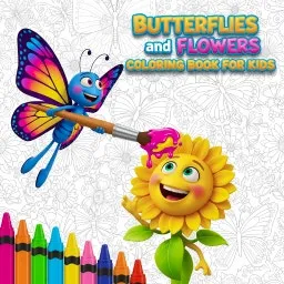 Çocuklar İçin Kelebekler ve Çiçekler Boyama Kitabı: Renk Cümbüşüne Dal!