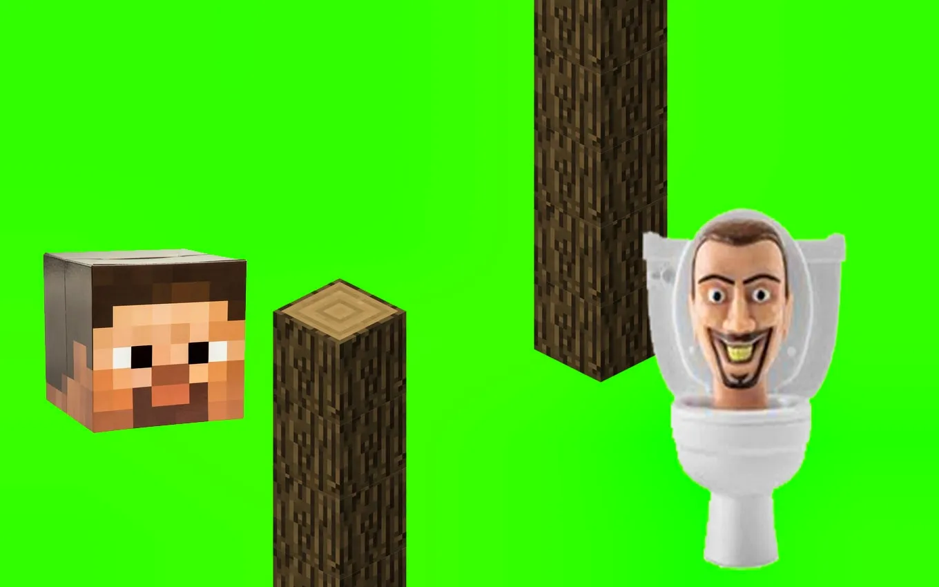Dönen Skibidi Tuvalet Flappy Minecraft: Efsane Kapışması!