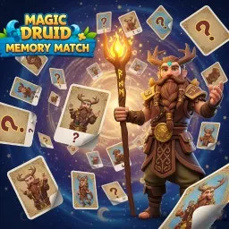 Sihirli Druid Hafıza Şöleni: Kartları Eşleştir, Zafere Ulaş! ✨