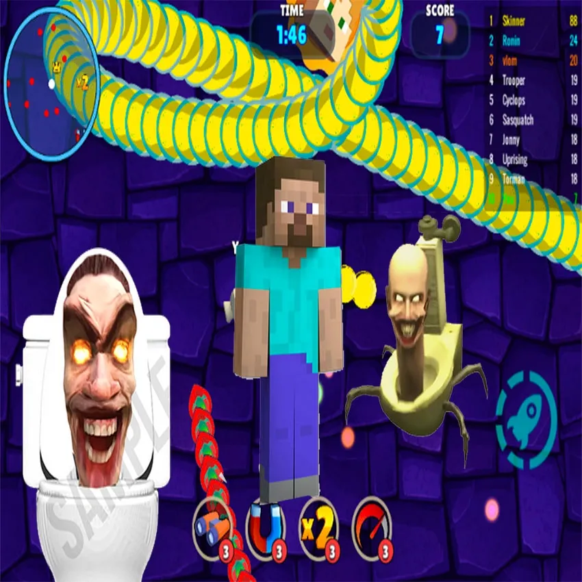 Skibidi Tuvalet Minecraft'ta Snake.io: Efsane Geri Döndü! 🐍🚽